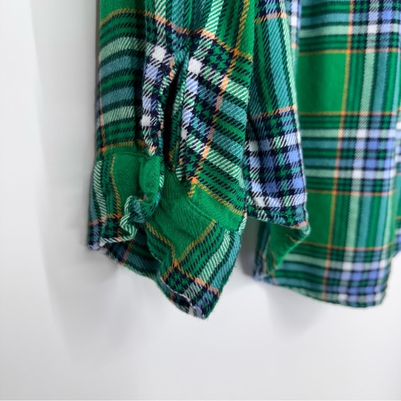 Aerie Green Plaid Button Down Pajama Loungewear Long Sleeve Shirt Size Large - Picture 9 of 16